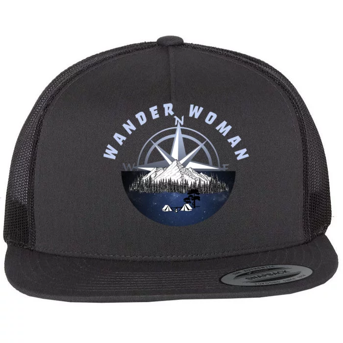 Wondar Woman Outdoors Camping Wonderer Flat Bill Trucker Hat