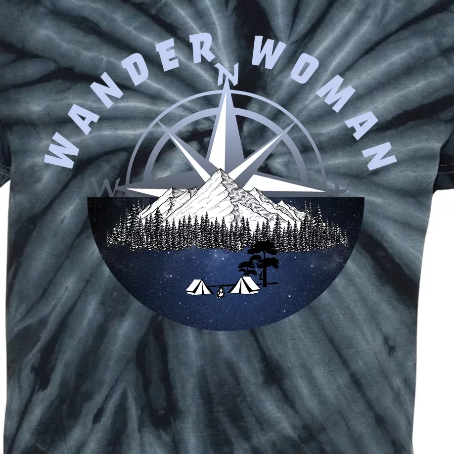 Wondar Woman Outdoors Camping Wonderer Kids Tie-Dye T-Shirt