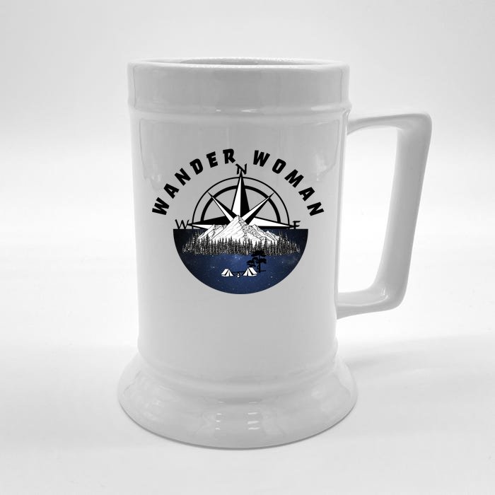 Wondar Woman Outdoors Camping Wonderer Front & Back Beer Stein