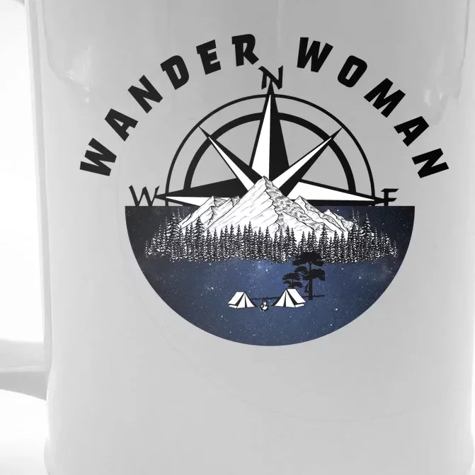 Wondar Woman Outdoors Camping Wonderer Front & Back Beer Stein