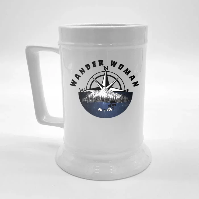 Wondar Woman Outdoors Camping Wonderer Front & Back Beer Stein