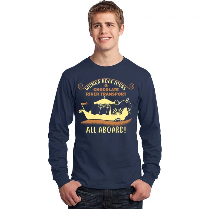 Wonka Boat Chocolate Tours All Aboard Tall Long Sleeve T-Shirt