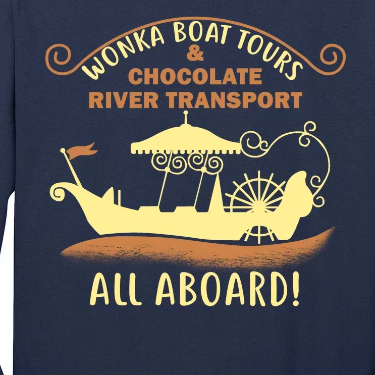 Wonka Boat Chocolate Tours All Aboard Tall Long Sleeve T-Shirt