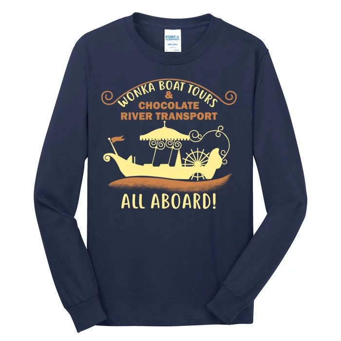 Wonka Boat Chocolate Tours All Aboard Tall Long Sleeve T-Shirt