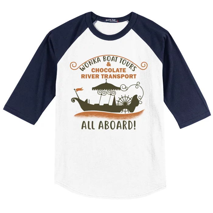 Wonka Boat Chocolate Tours All Aboard Baseball Sleeve Shirt