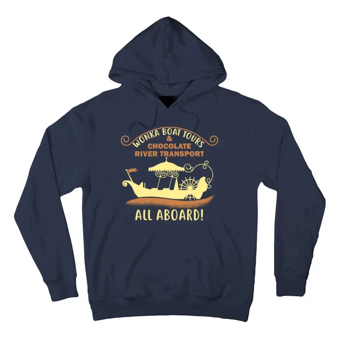 Wonka Boat Chocolate Tours All Aboard Tall Hoodie