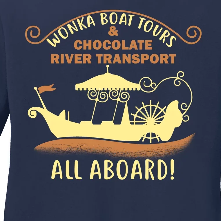 Wonka Boat Chocolate Tours All Aboard Ladies Long Sleeve Shirt