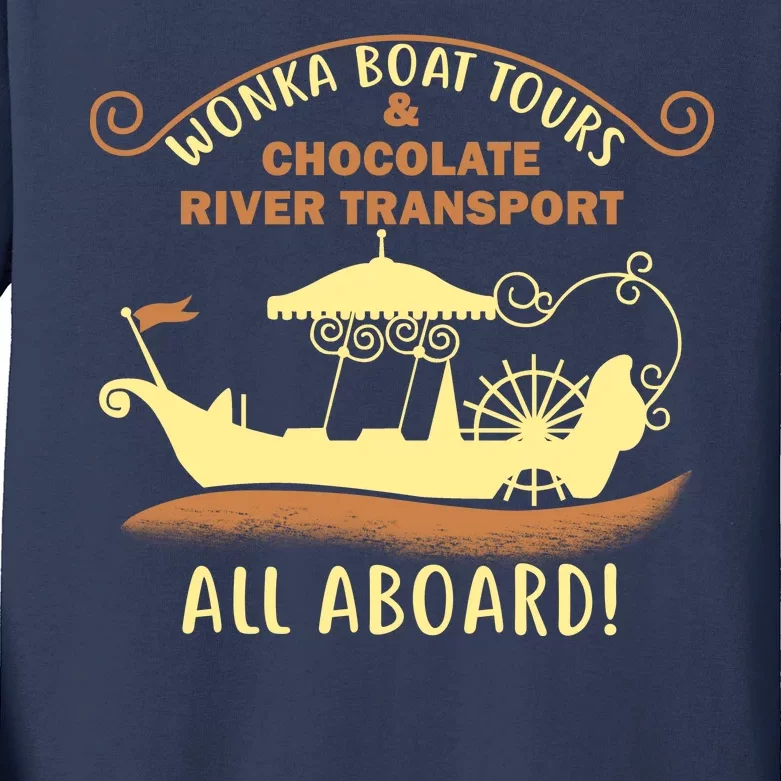 Wonka Boat Chocolate Tours All Aboard Kids Long Sleeve Shirt