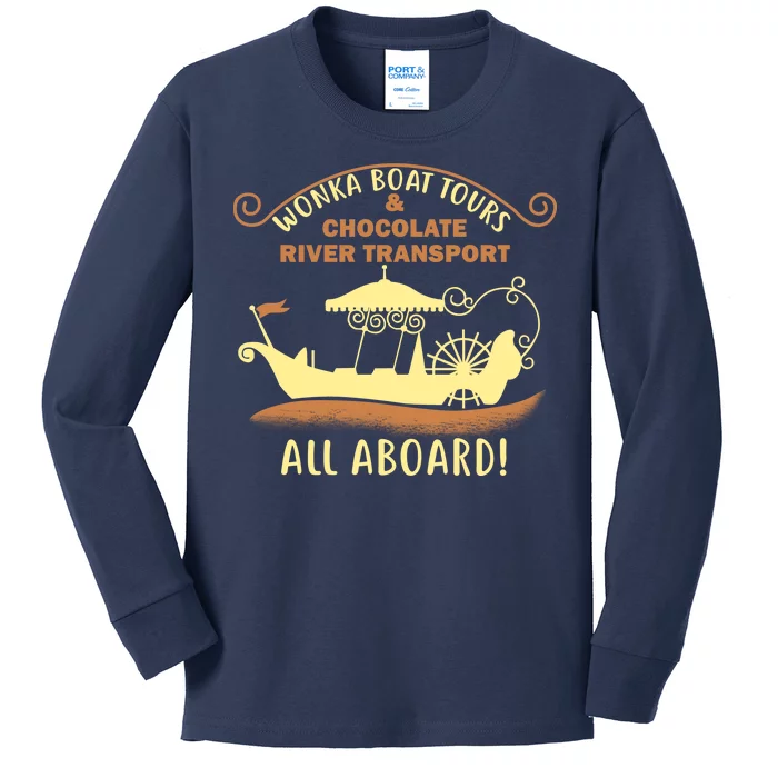 Wonka Boat Chocolate Tours All Aboard Kids Long Sleeve Shirt