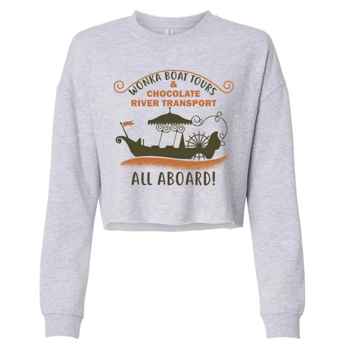 Wonka Boat Chocolate Tours All Aboard Cropped Pullover Crew