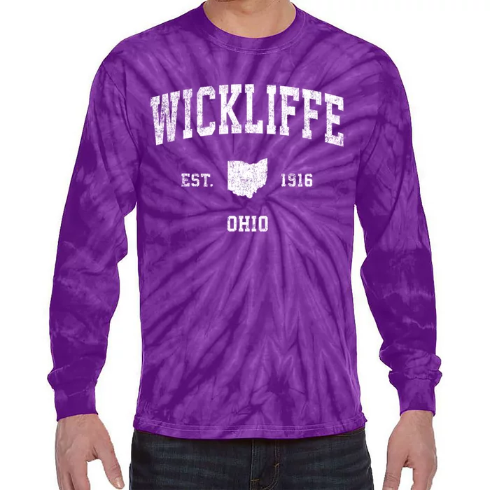 Wickliffe Ohio Oh Vintage Established Sports Design Tie-Dye Long Sleeve Shirt