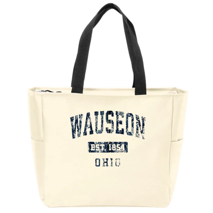 Wauseon Ohio OH Vintage Athletic Sports Zip Tote Bag