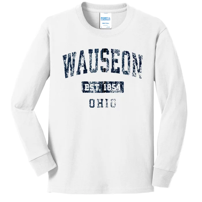 Wauseon Ohio OH Vintage Athletic Sports Kids Long Sleeve Shirt