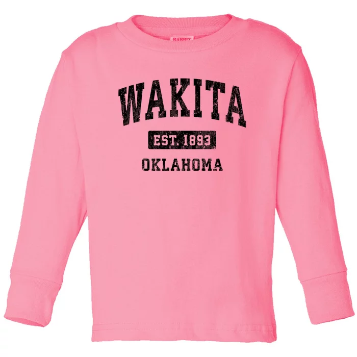 Wakita Oklahoma Ok Vintage Athletic Sports Toddler Long Sleeve Shirt