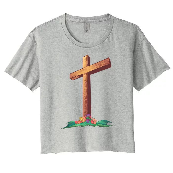 Wooden Cross Women's Crop Top Tee