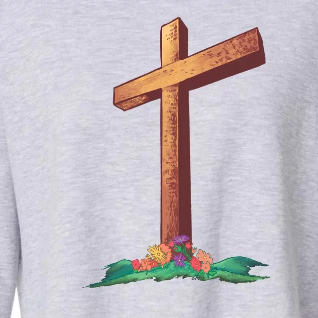 Wooden Cross Cropped Pullover Crew