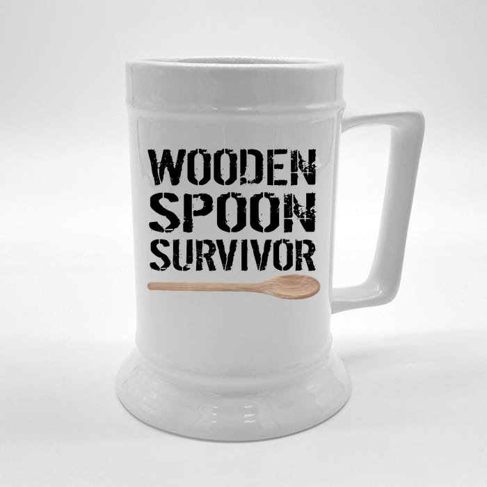 Wooden Spoon Survivor Front & Back Beer Stein