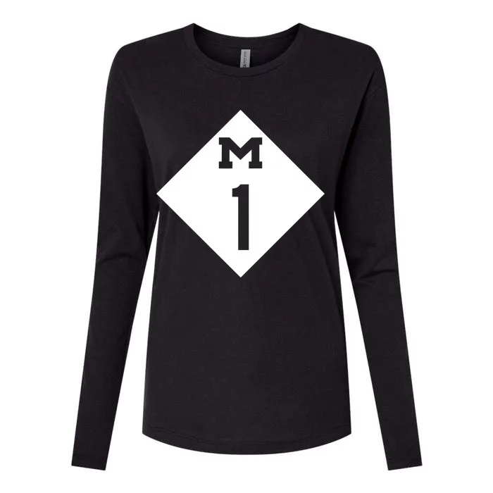 Woodward Ave. M1 Logo Womens Cotton Relaxed Long Sleeve T-Shirt