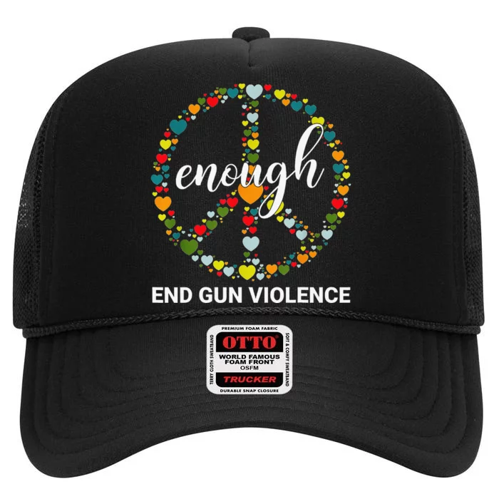 Wear Orange Peace sign Enough End Gun Violence Tie Dye High Crown Mesh Trucker Hat