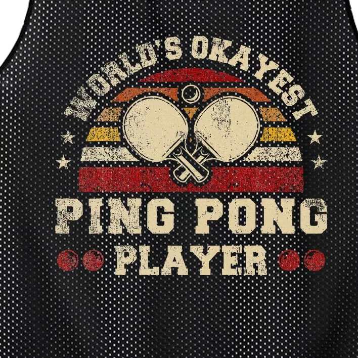 Worlds Okayest Ping Pong Player Retro Ping Pong Mesh Reversible Basketball Jersey Tank