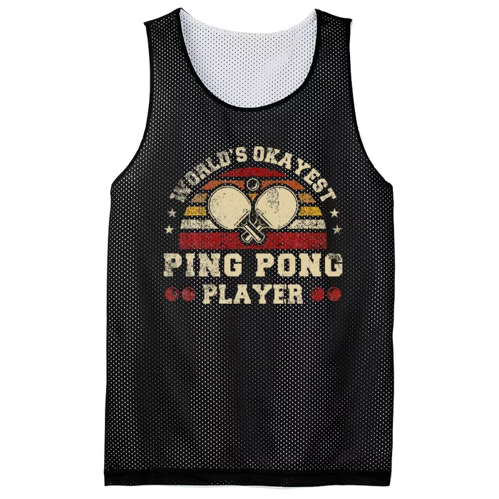 Worlds Okayest Ping Pong Player Retro Ping Pong Mesh Reversible Basketball Jersey Tank