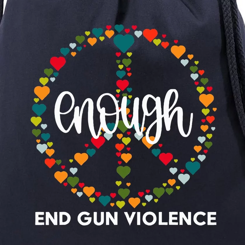 Wear Orange Peace Sign Enough End Gun Violence Drawstring Bag