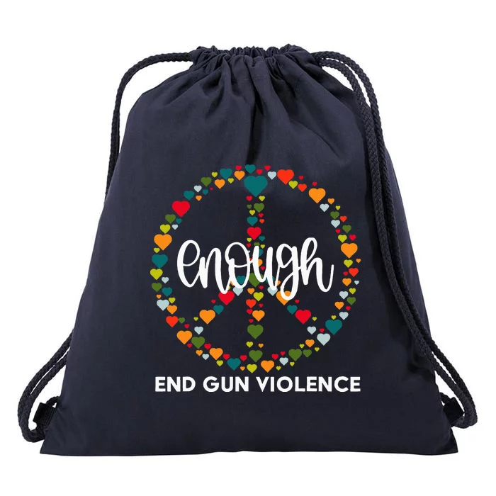 Wear Orange Peace Sign Enough End Gun Violence Drawstring Bag