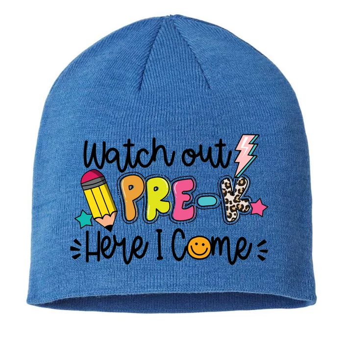 Watch Out PreK Squad Here I Come Happy First Day Of School Funny Gift 8 1/2in Sustainable Knit Beanie