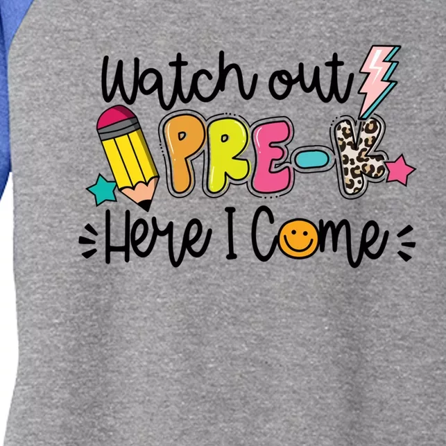 Watch Out PreK Squad Here I Come Happy First Day Of School Funny Gift Women's Tri-Blend 3/4-Sleeve Raglan Shirt