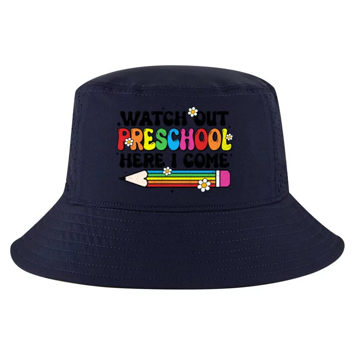 Watch Out Preschool Here I Come Back To School Groovy Cute Gift Cool Comfort Performance Bucket Hat