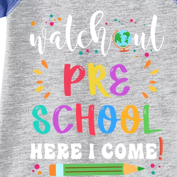 Watch Out Preschool Here I Come Back To School Student Gift Infant Baby Jersey Bodysuit