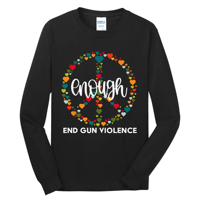 Wear Orange Peace Sign Enough End Gun Violence Tall Long Sleeve T-Shirt