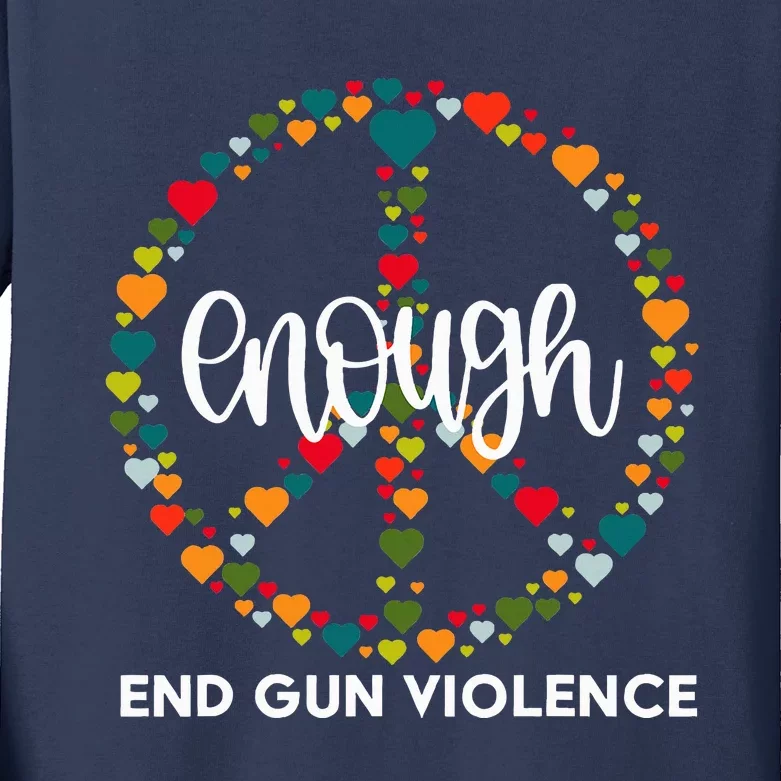 Wear Orange Peace Sign Enough End Gun Violence Kids Long Sleeve Shirt