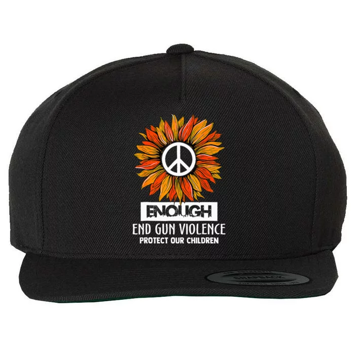 Wear Orange Peace Sunflower Enough End Gun Violence Wool Snapback Cap