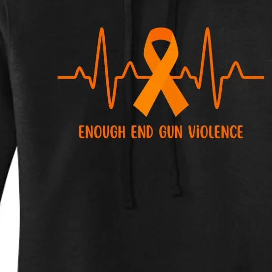 Wear Orange Peace Sign Enough End Gun Violence Women's Pullover Hoodie