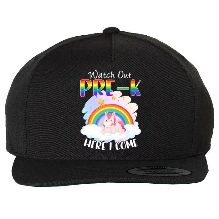 Watch Out Pre K Back To School Unicorn Teacher Gift Wool Snapback Cap