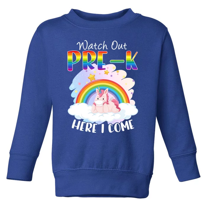 Watch Out Pre K Back To School Unicorn Teacher Gift Toddler Sweatshirt