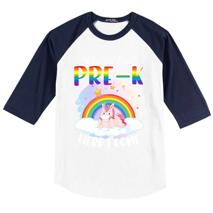 Watch Out Pre K Back To School Unicorn Teacher Gift Baseball Sleeve Shirt