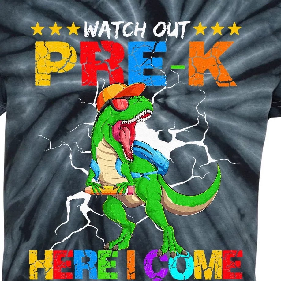 Watch Out Prek Here I Come Dinosaur Back To School Kids Tie-Dye T-Shirt