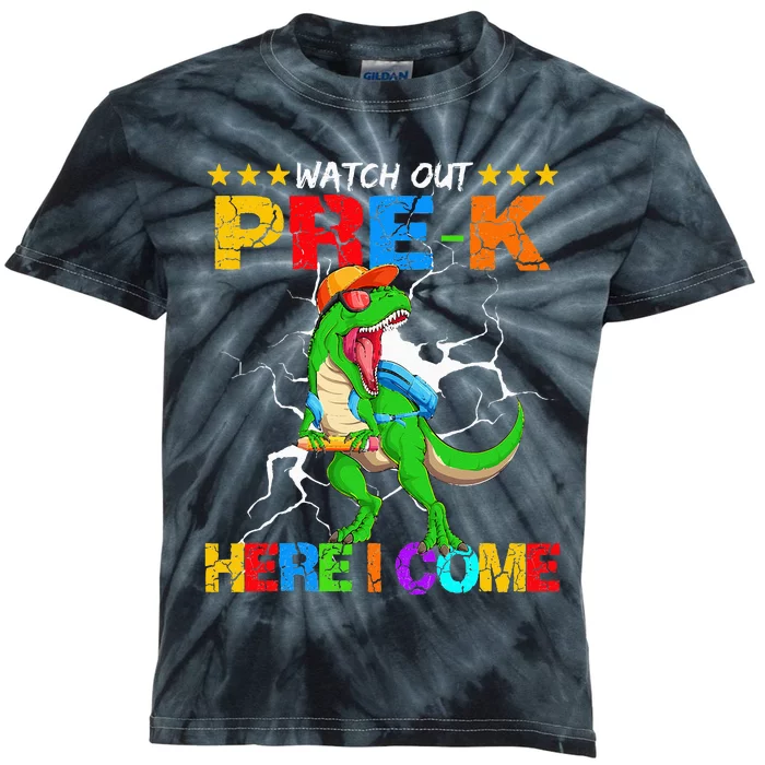 Watch Out Prek Here I Come Dinosaur Back To School Kids Tie-Dye T-Shirt