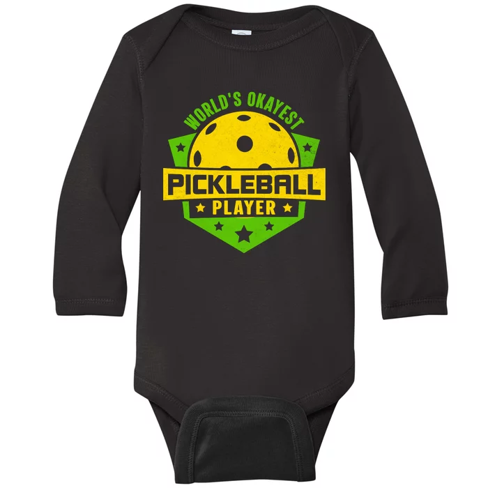 World's Okayest Pickleball Player Vintage Baby Long Sleeve Bodysuit