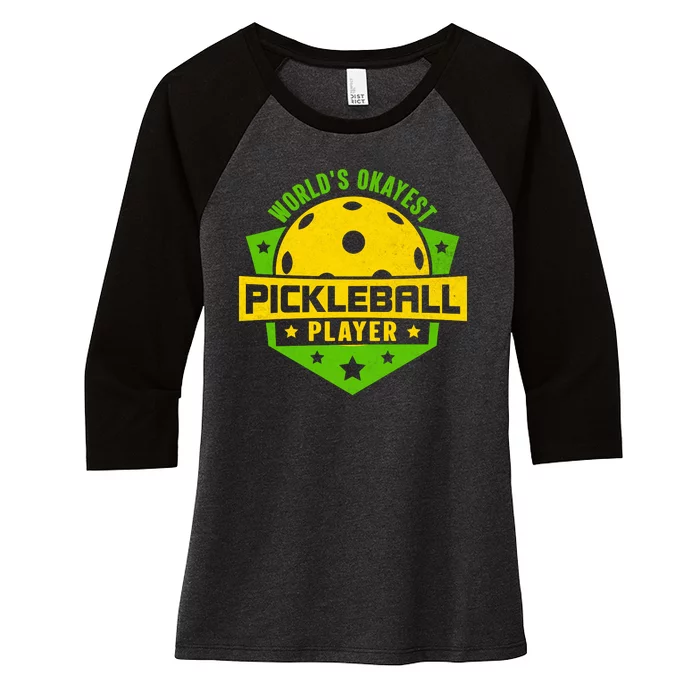 World's Okayest Pickleball Player Vintage Women's Tri-Blend 3/4-Sleeve Raglan Shirt