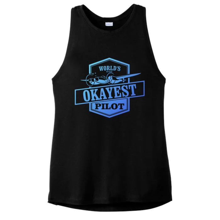 Worlds Okayest Pilot Funny Flying Gift Ladies Tri-Blend Wicking Tank