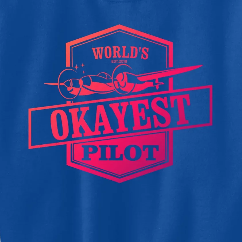 Worlds Okayest Pilot Funny Flying Gift Kids Sweatshirt