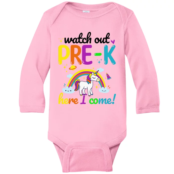 Watch Out PreK Here I Come Pre K Baby Long Sleeve Bodysuit