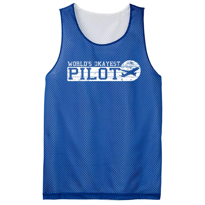 Worlds Okayest Pilot Funny Pilot Gift Mesh Reversible Basketball Jersey Tank