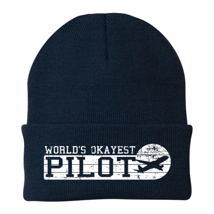 Worlds Okayest Pilot Funny Pilot Gift Knit Cap Winter Beanie