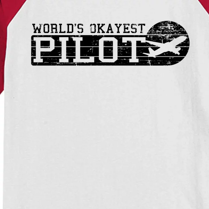 Worlds Okayest Pilot Funny Pilot Gift Kids Colorblock Raglan Jersey