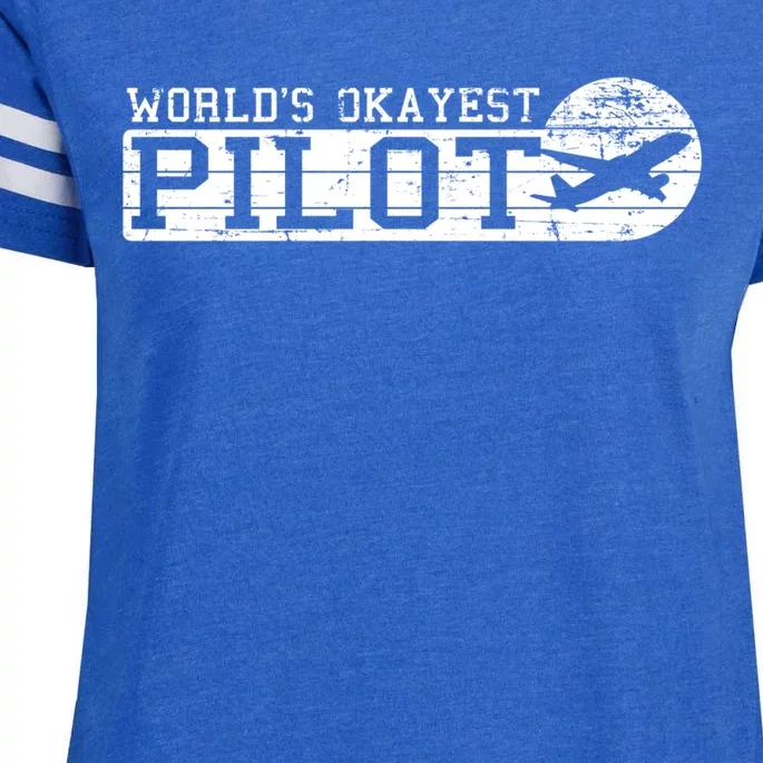 Worlds Okayest Pilot Funny Pilot Gift Enza Ladies Jersey Football T-Shirt