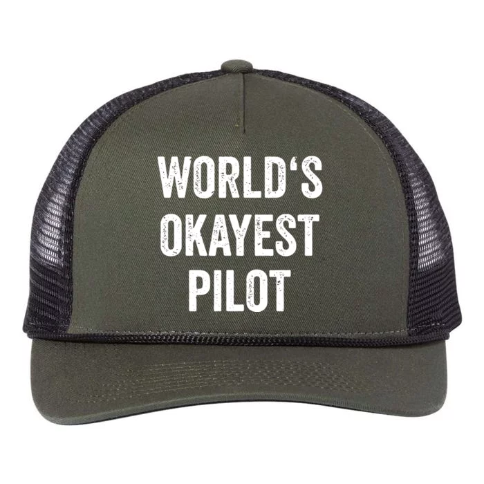 Worlds Okayest Pilot Flying Aviation Tee Funny Pilot Retro Rope Trucker Hat Cap